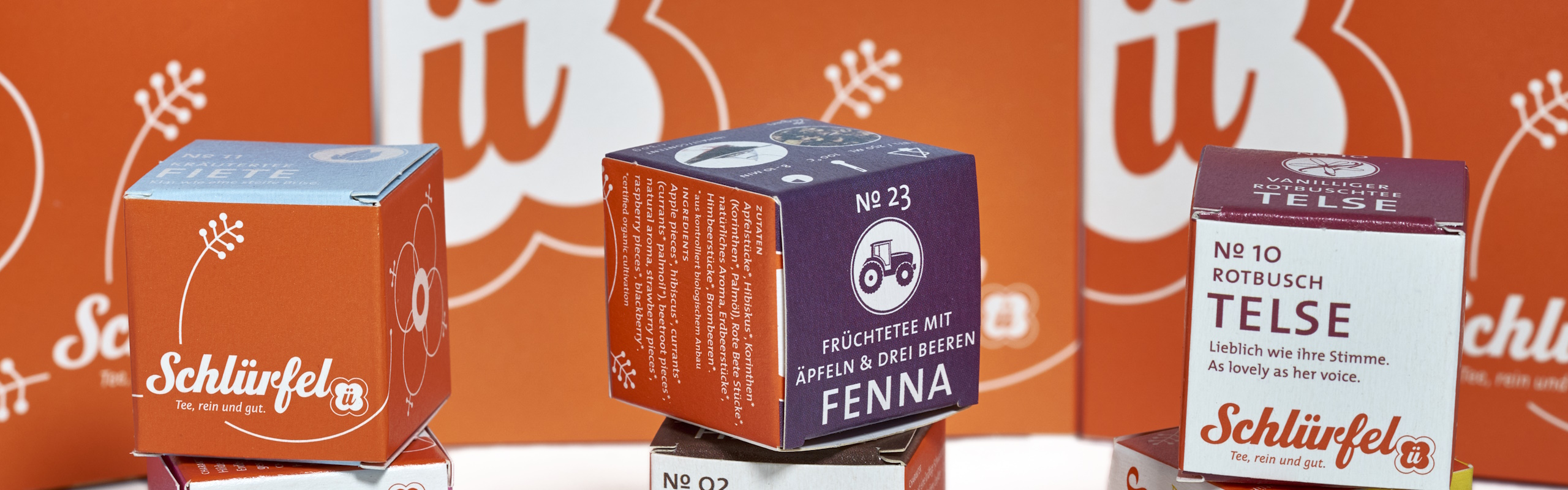 Schlürfel Verpackungen verschiedene Sorten