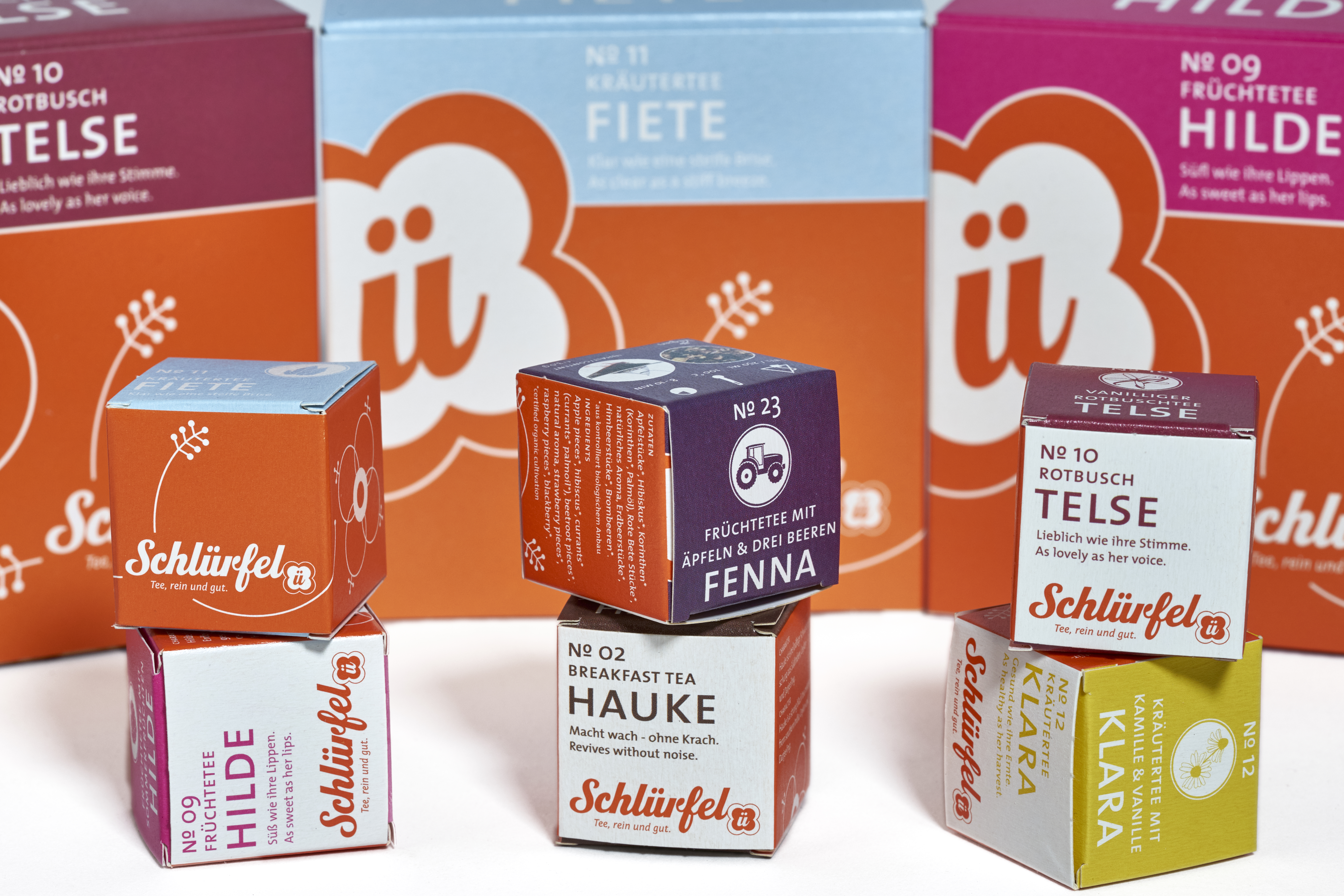 verschiedene Schlürfel von Schlürf in Verpackung