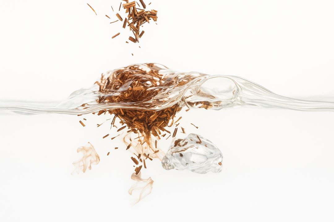 trockene Teeblätter in Wasser