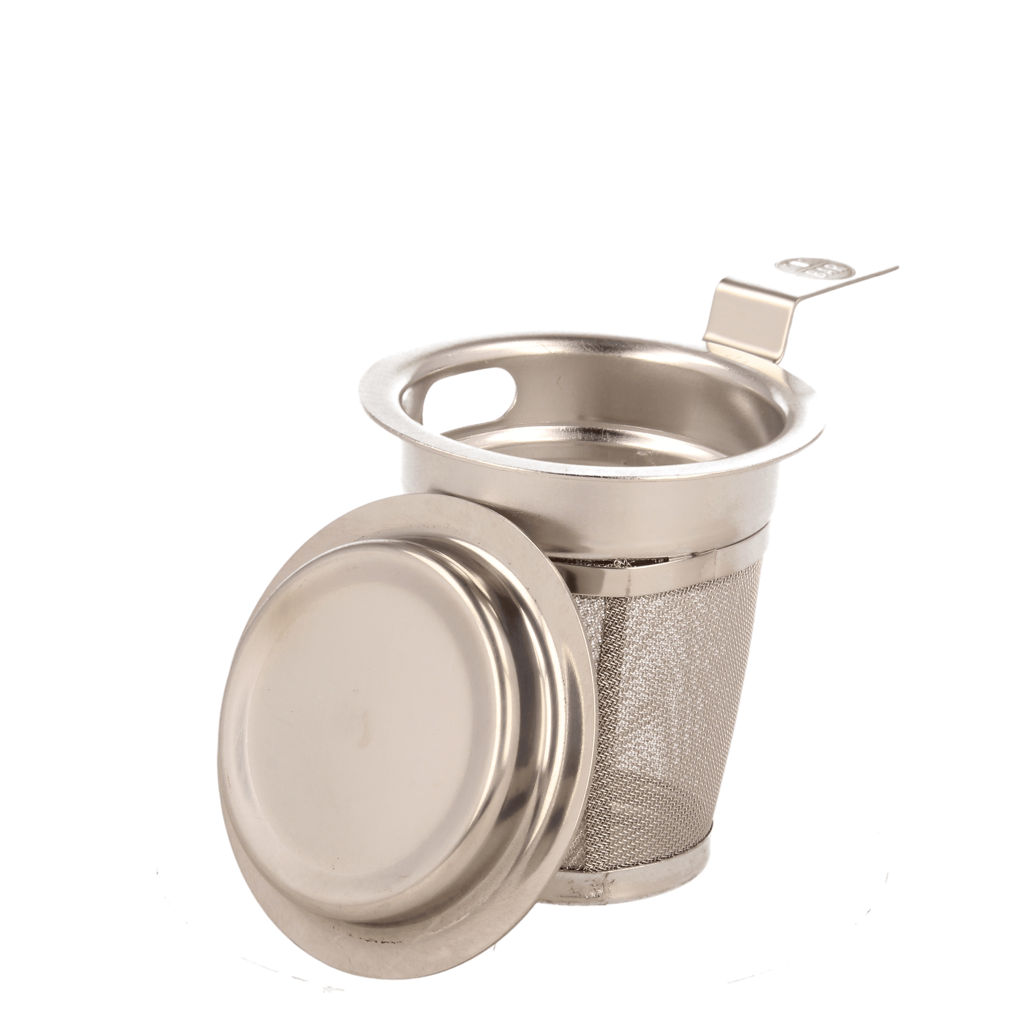 Tee-Sieb „Teezeit“ mit Ablage (Größe: L; Ø: 8 cm; H: 7 cm)