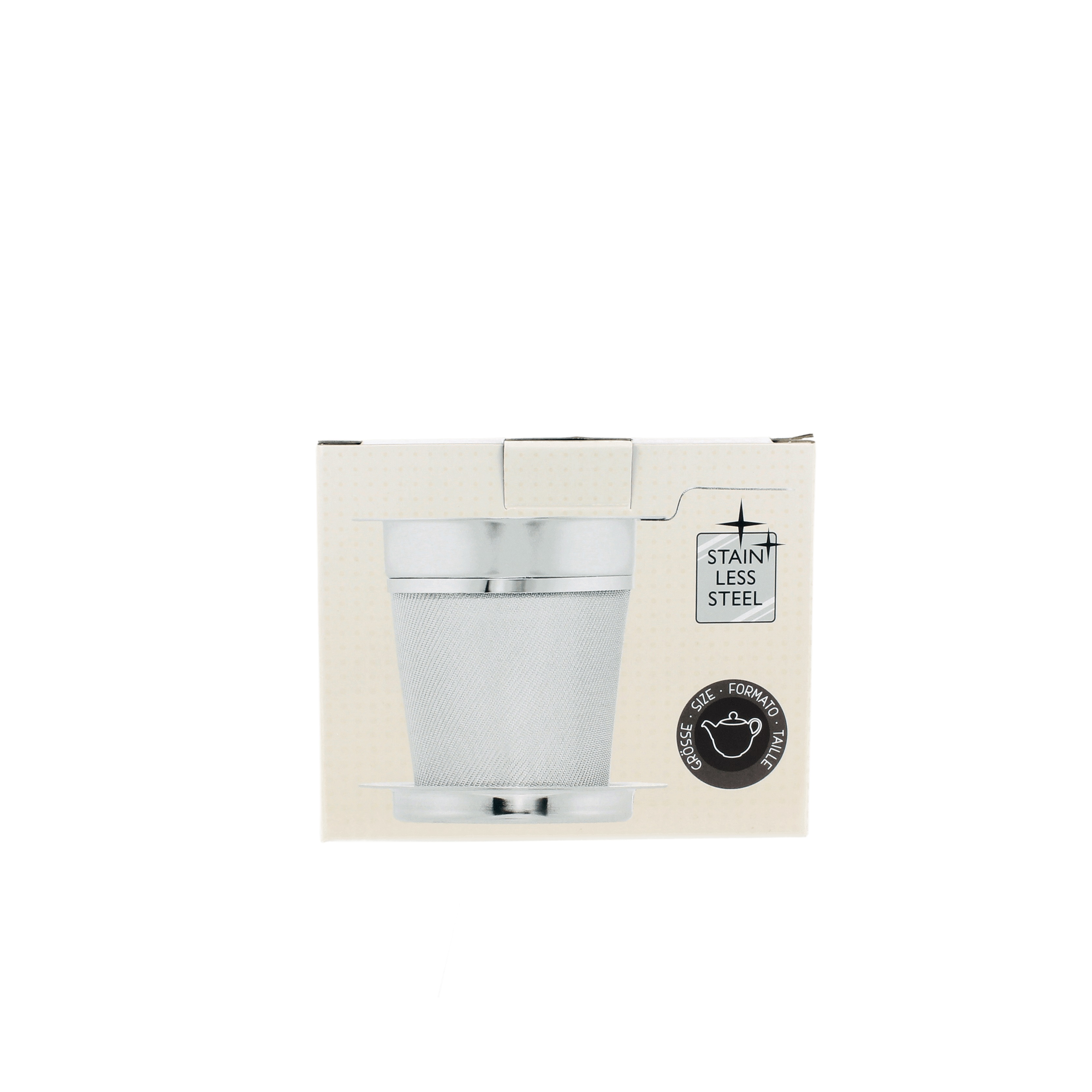 Tee-Sieb „Teezeit“ mit Ablage (Größe: L; Ø: 8 cm; H: 7 cm)